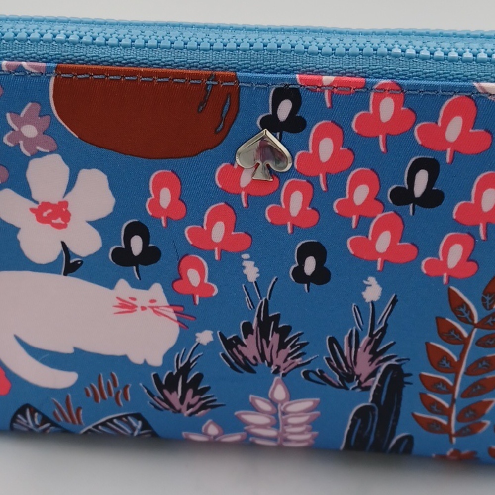 Kate Spade Jae Garden Cat Double Zip Wristlet Bag - Picture 5 of 8